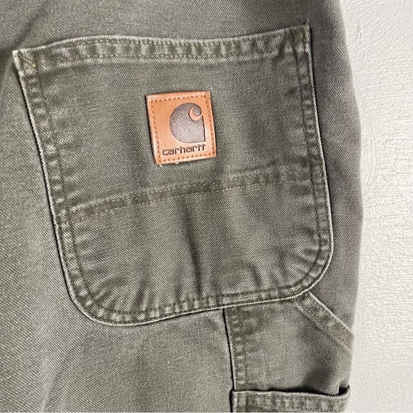 Carhartt Mens green flannel lined jeans pants size 38 X 27 carpenter - Picture 5 of 8